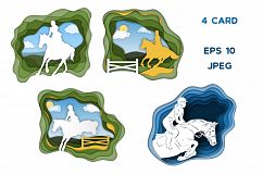 Equestrian sport – Vector Paper Art Style Product Image 3