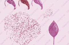 TROPICAL FLORAL Clipart Commercial Use Watercolor Hibiscus Hawaiian Flowers Wine Pink Burgundy &amp; Ultra Violet Metallic Wreaths Invitation Graphics Product Image 3
