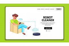 Robot Cleaner Man Control With Phone App Vector Product Image 1