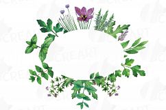 Herbs and Spices frames watercolor clip art pack, watercolor herb leaves borders. PNG, jpg, svg, vector illustrator &amp; corel files included Product Image 12