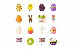 Happy Easter Vector Flat Icons Product Image 3