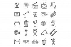 Studio stage director icons set, outline style Product Image 1