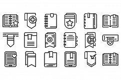 Bookmark icons set, outline style Product Image 1