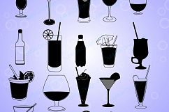 drinks silhouette svg / Drinks / drinking glass / drinks clipart / High Quality / black and white silhouette / 300 dpi / EPS / SVG / PNG Product Image 2