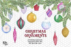 Clip Art Watercolor Christmas Ornaments Product Image 1