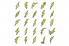 Lightning bolt icons vector flat Product Image 1