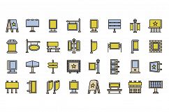 Outdoor advertising icons set, outline style Product Image 1