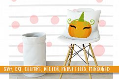Pumpkin Unicorn svg - Halloween svg for kids Product Image 2