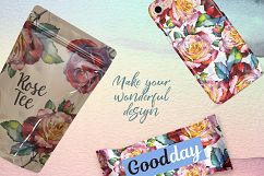 Realistic watercolor red roses PNG set Product Image 5