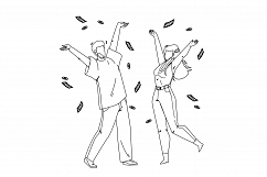 Under Money Rain Dancing Man And Woman Vector Product Image 1