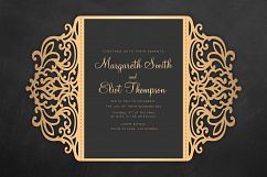 Laser cut wedding invitation Set, 5x7, Cricut Template, Gate Fold, Tri fold pocket Envelope, Bellyband - SVG, DXF, Cricut, Silhouette Cameo Product Image 5