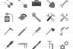 100 Tools Flat Greyscale Icons Product Image 2
