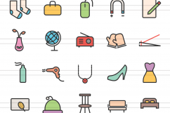 50 Household Objects Linear Multicolor Icons Product Image 2