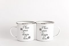 2 Camping mug mockup two cups mock up metal camp enamel mugs Product Image 1