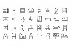 Childrens room icons set, outline style Product Image 1