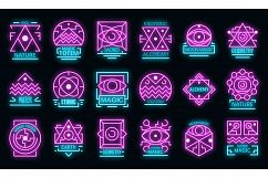 Geometric alchemy icons set vector neon Product Image 1