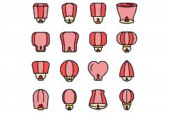 Floating lantern icons set vector flat Product Image 1