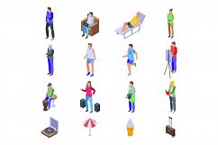 Weekend icons set, isometric style Product Image 1