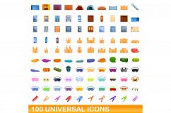 100 universal icons set, cartoon style Product Image 1