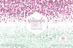 WATERCOLOR CONFETTI BORDER Clipart Commercial Use Confetti Transparent Overlays Mint Purple Pink Party Wedding Invitation Graphics Product Image 1