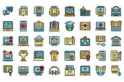 Distance education icons set vector flat Product Image 1