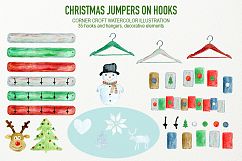 Hand Painted Watercolor Christmas Jumpers on Hooks Clipart Product Image 3