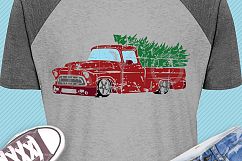 Distressed Red Christmas truck SVG DXF PNG EPS files Product Image 2