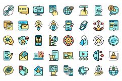 Backlink strategy icons set vector flat Product Image 1