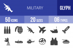 50 Military Glyph Icons Product Image 1
