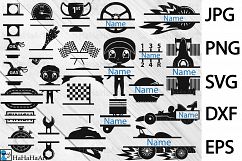 Race Car Split Monogram V1 - Clip art / Cutting Files 85c Product Image 1
