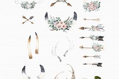 Modern Boho: nude tribal &amp; floral watercolor collection  Product Image 7