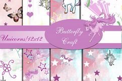 Unicorns Digital Paper , Scrapbook unicorn paper, Unicorn pattern, Unicorns background, Kids party unicorns, Birthday unicorn decorate Product Image 1