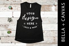 Black Bella Canvas 8803 Tank Top Mockup Gym Apparel Flat Lay Product Image 1