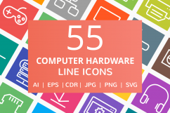 55 Computer &amp; hardware Line Multicolor B/G Icons Product Image 1