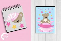 Teddy bear, nursery, baby girl, baby pink bear, clipart, graphics, llustrations AMB-981 Product Image 4