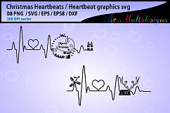 christmas heartbeat graphics and illustration, christmas svg Product Image 4