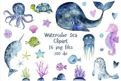 Sea Watercolor Clipart Product Image 1