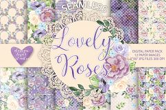 Watercolor Roses Anemone flowers digital paper Product Image 1