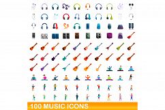 100 music icons set, cartoon style Product Image 1