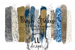Gold, Silver, and Navy Blue Brush Strokes Product Image 1