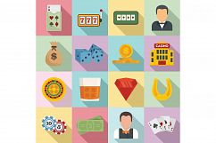 Croupier icons set, flat style Product Image 1