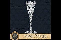 16 Diamond Wine Glass and Bottle Clip arts, Diamond Party Product Image 7