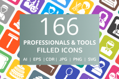 166 Professionals &amp; their Tools Filled Round Corner Icons Product Image 1