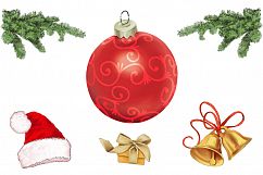 Merry Christmas elements hand painting vector Product Image 1