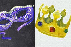 Watercolor Mardi Gras digital clip art Product Image 5