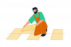 Tiler Man Installing Ceramic Floor Tiles Vector Product Image 1