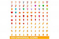 100 universal icons set, cartoon style Product Image 1