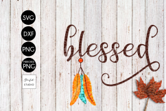 Feathers Native Blessed Thanksgiving SVG File, DXF file, PNG file Product Image 2