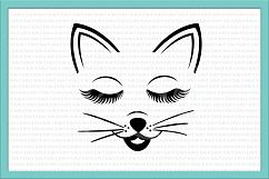 Halloween cat face svg, eyelashes svg, cat head svg, cat svg Product Image 2