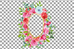 Boho pink and blue floral frames watercolor clip art pack Product Image 15